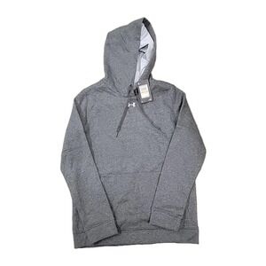 Under Armour Women's Carbon Heather/White Hustle Fleece Hoodie (1300261) Large